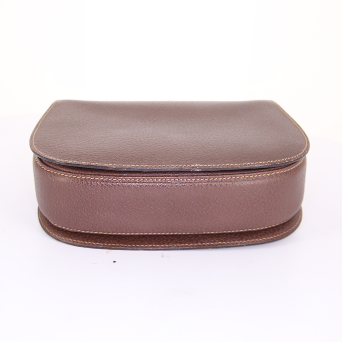 Sac à main Gucci Bamboo mini en cuir marron - Detail D4