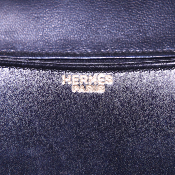 Sac à main Hermes Constance en cuir box noir - Detail D4