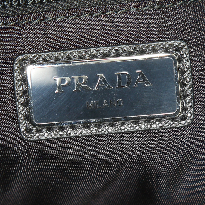 Bolso Cabás Prada en lona negra y cuero negro - Detail D4