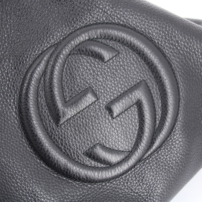 Gucci Soho shopping bag in black grained leather - Detail D4