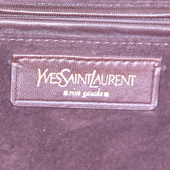 Borsa Yves Saint Laurent Muse modello grande in struzzo marrone scuro - Detail D4