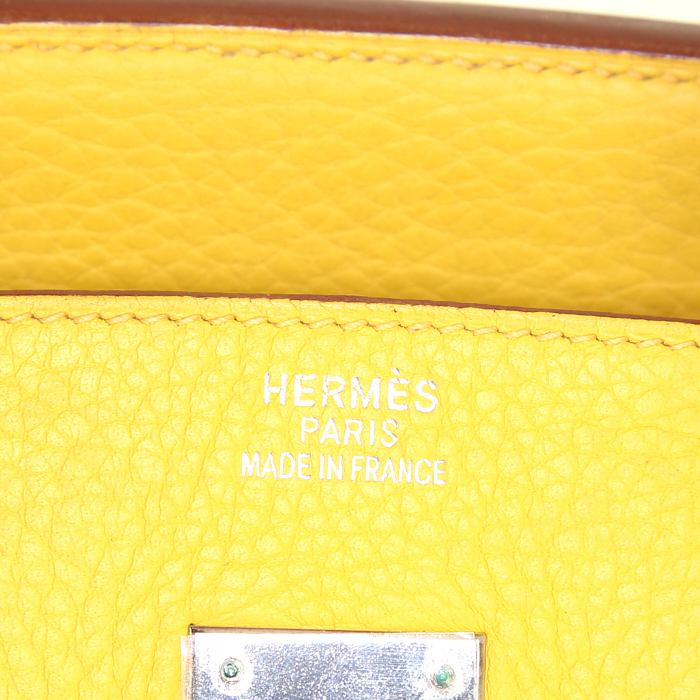 Borsa Hermes Birkin 35 cm in pelle togo gialla - Detail D3