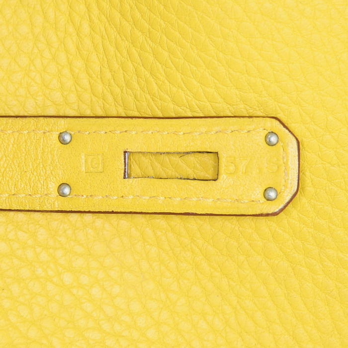 Bolso de mano Hermes Birkin 35 cm en cuero togo amarillo - Detail D4