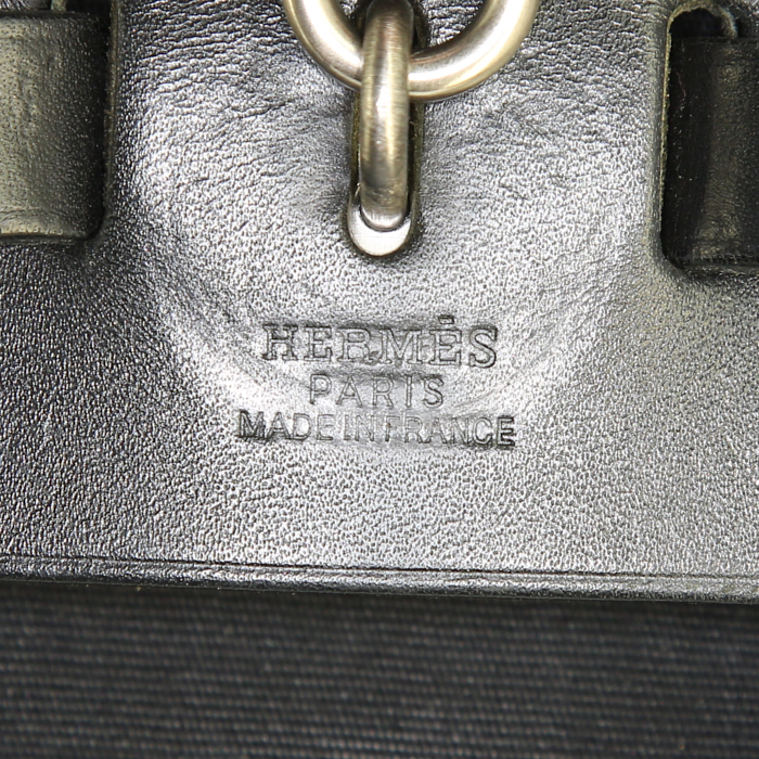 Hermes Herbag backpack in black canvas and black leather - Detail D3