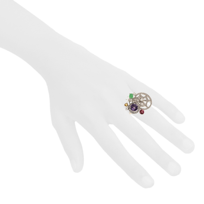 Chaumet Attrape Moi Si Tu M'Aimes ring in white gold,  diamonds and semi-precious stones - Detail D1