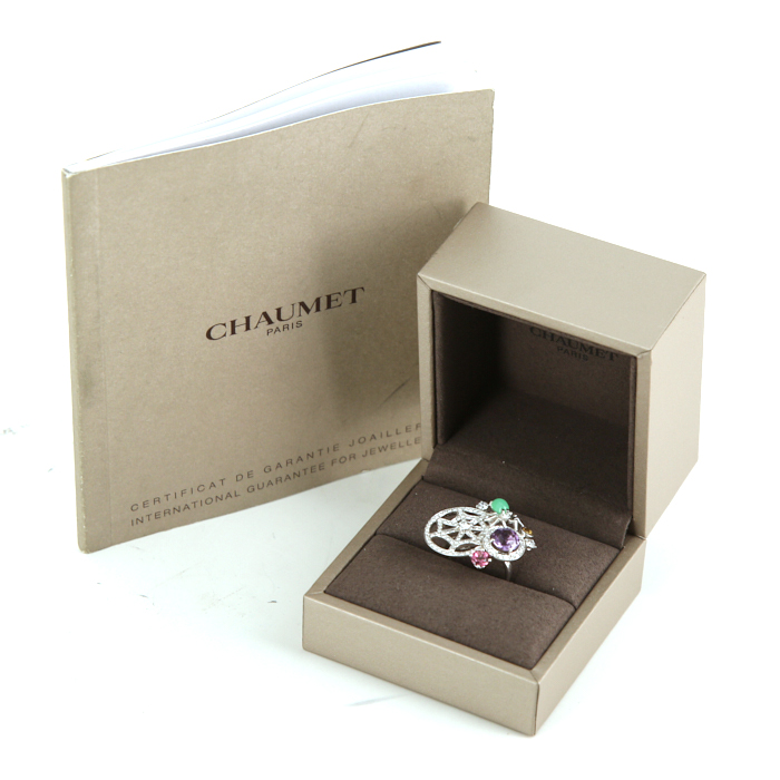 Chaumet Attrape Moi Si Tu M'Aimes ring in white gold,  diamonds and semi-precious stones - Detail D2