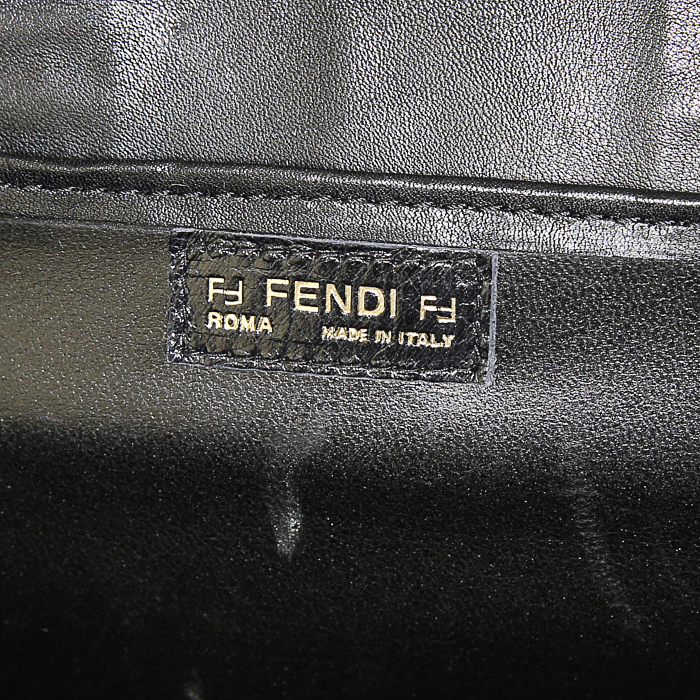 Bolso de mano Fendi en cuero marrón y cuero liso marrón - Detail D4