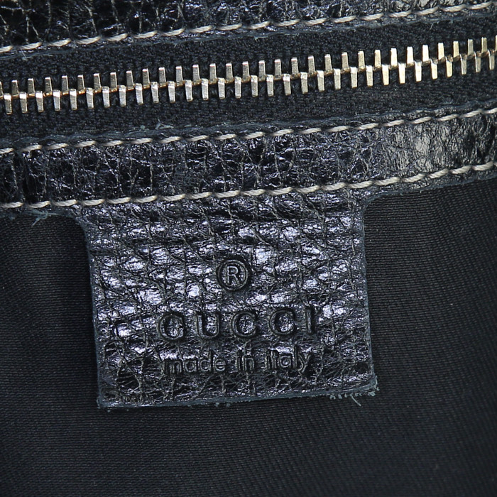 Sac à main Gucci Boston en toile monogram noire et cuir noir - Detail D3