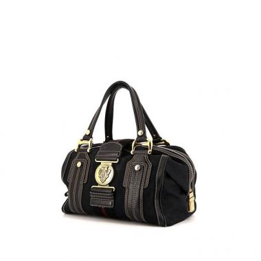 Sac à main Gucci Boston en toile monogram noire et cuir noir