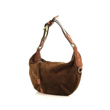 Borsa Louis Vuitton Onatah modello piccolo in camoscio monogram marrone Cacao e pelle marrone