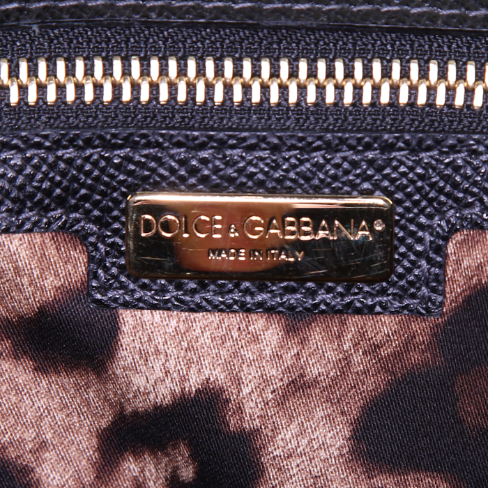 Dolce & Gabbana Sicily shoulder bag in black grained leather - Detail D4