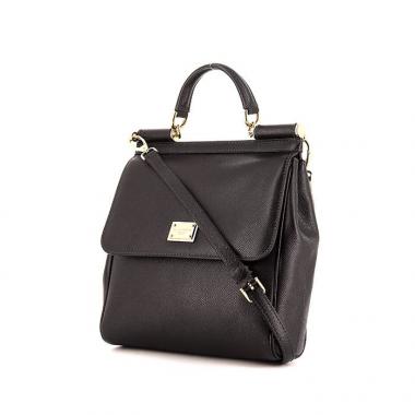 Bolso bandolera Dolce & Gabbana Sicily en cuero granulado negro