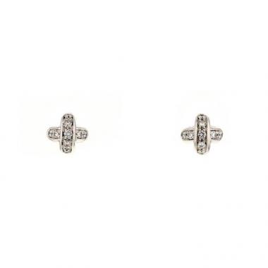 Paire de clous d'oreilles Chaumet Lien en or blanc et diamants