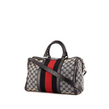 Bolso bandolera Gucci Boston en lona Monogram azul y roja y cuero azul