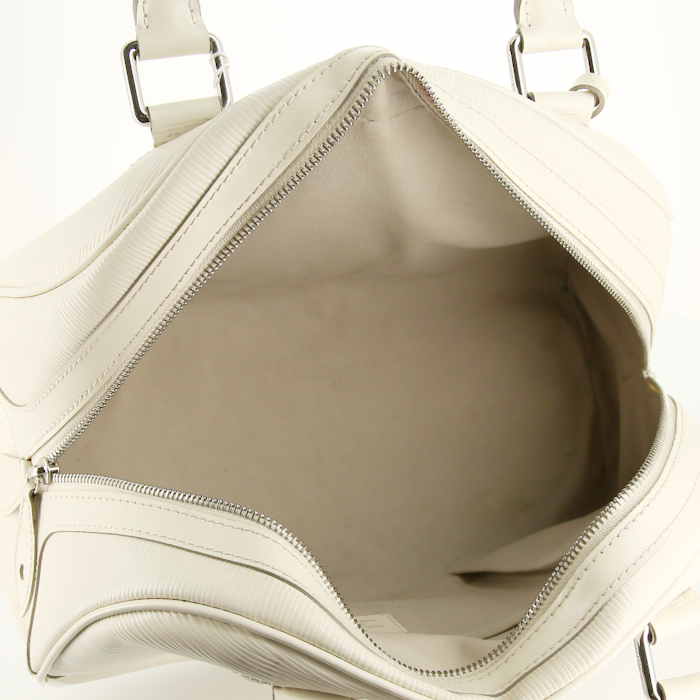 Louis Vuitton Bowling handbag in white epi leather - Detail D2