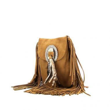 Borsa a tracolla Saint Laurent Anita modello medio in camoscio marrone