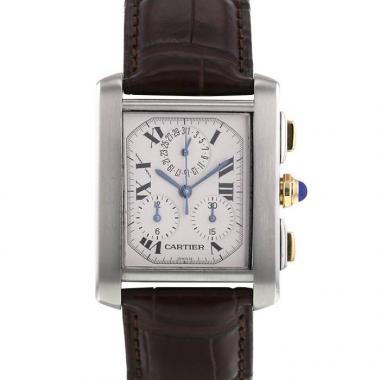 Cartier Tank Française Chrono watch in gold and stainless steel Ref:  2303 Circa  1990