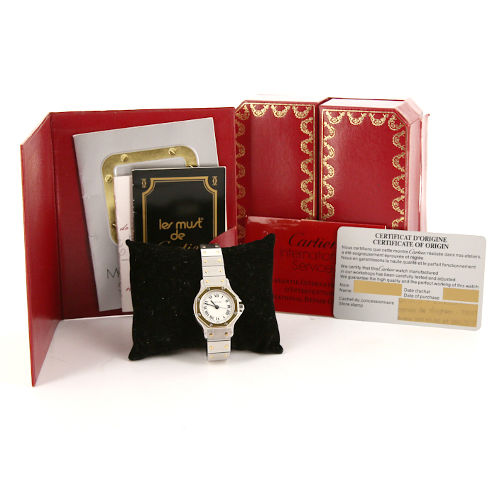 Cartier Santos Ronde watch in gold and stainless steel Circa  1978 - Detail D2