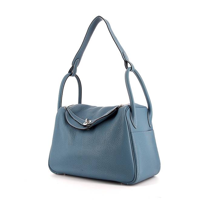 Hermes Shoulder Bag Lindy 34 Taurillon Clemence Blue Jean Women's