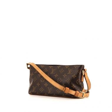 Borsa a tracolla Louis Vuitton Trotteur in tela monogram marrone e pelle naturale