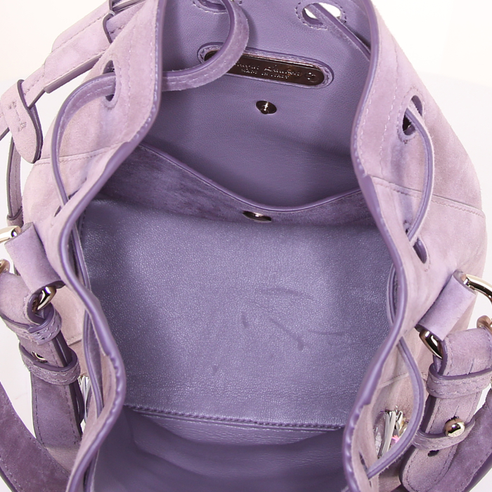 Borsa a tracolla Ralph Lauren   in camoscio viola mammola - Detail D3