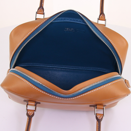Sac à main Hermès Mini Plume en cuir gold - Detail D2
