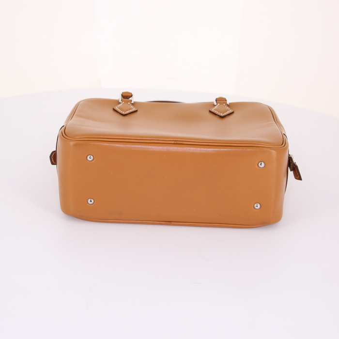 Sac à main Hermès Mini Plume en cuir gold - Detail D4
