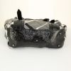 Shopping bag Burberry in tela Haymarket grigia e pelle verniciata nera - Detail D4 thumbnail