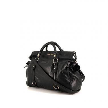 Sac à main Miu Miu Vitello en cuir noir
