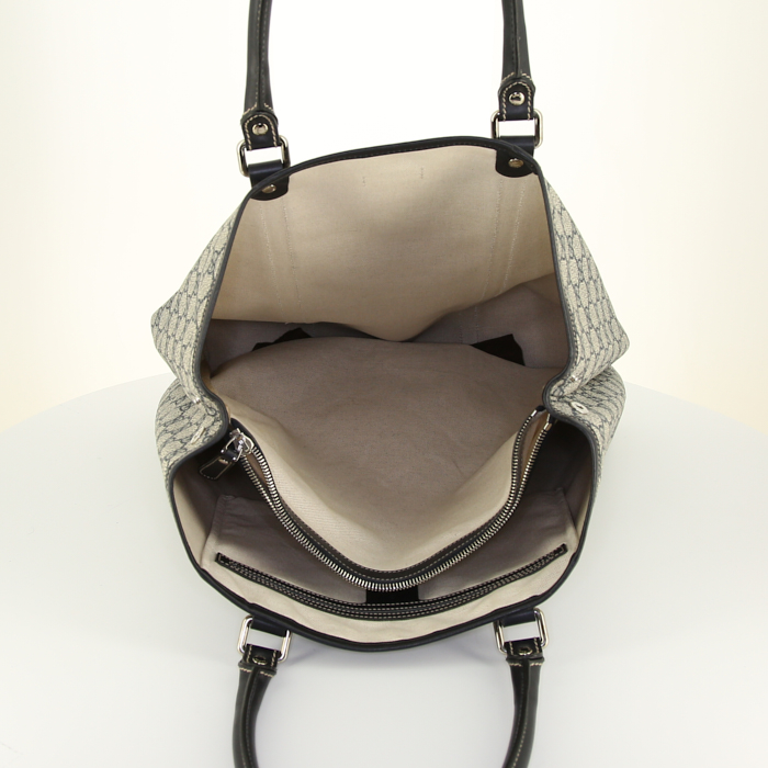 Sac cabas Gucci en toile monogram et cuir noir - Detail D2