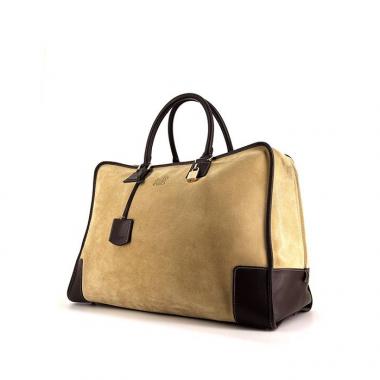 Bolso de fin de semana Loewe Amazona en ante beige y marrón oscuro