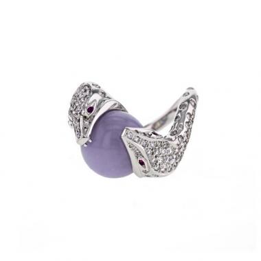 Anello Boucheron Trouble in oro bianco,  diamanti e giada viola