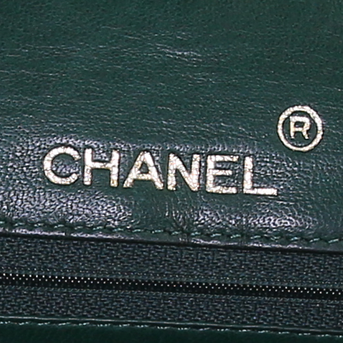 Sac bandoulière Chanel Mini Timeless en lézard vert - Detail D3