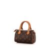 Bolso de mano Louis Vuitton Speedy mini en lona Monogram marrón y cuero natural - 00pp thumbnail