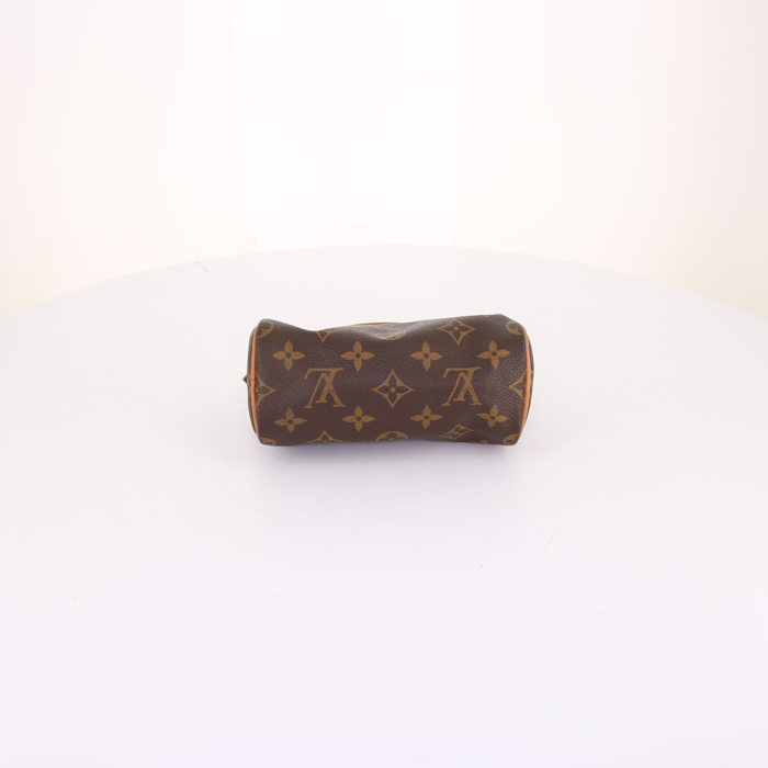 Louis Vuitton Speedy mini handbag in brown monogram canvas and natural leather - Detail D4