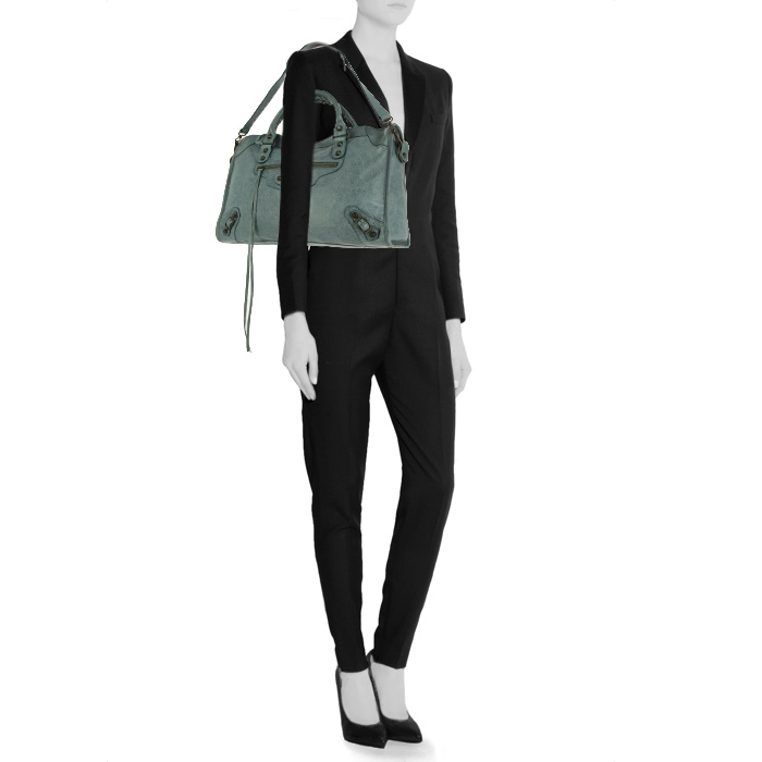 Sac à main Balenciaga Classic City en cuir bleu - Detail D2