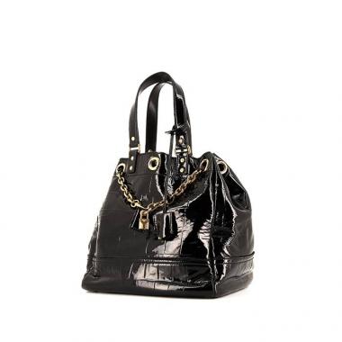 Borsa Saint Laurent Catwalk in pelle verniciata nera simil coccodrillo
