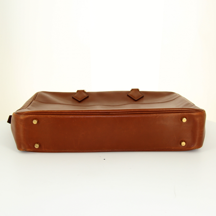 Porte-documents Hermes Plume en cuir box marron - Detail D5