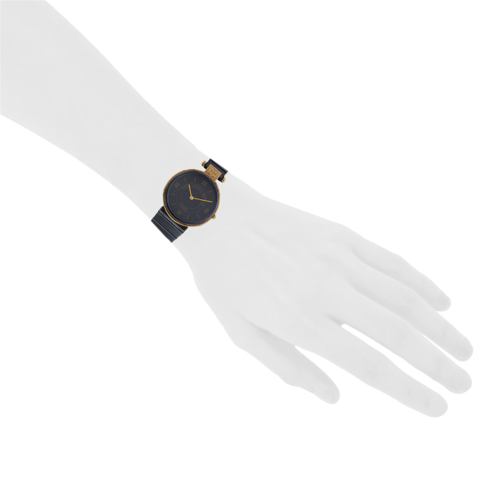 Van Cleef & Arpels watch in black stainless steel and gold plated Ref:  50017 Circa  1990 - Detail D1