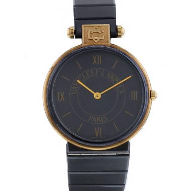 Van Cleef 
Arpels watch in black stainless steel and gold plated Ref:  50017 Circa  1990