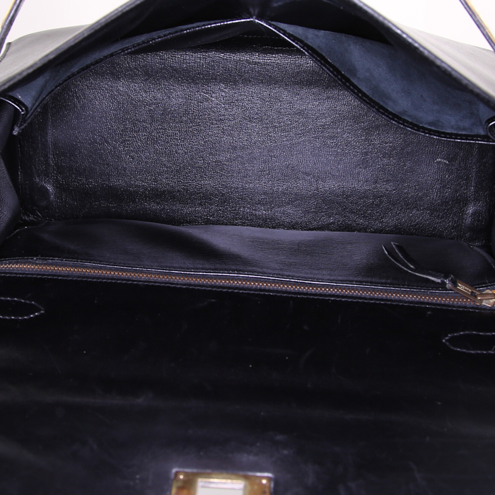 Borsa Hermes Kelly 32 cm in pelle box nera - Detail D2