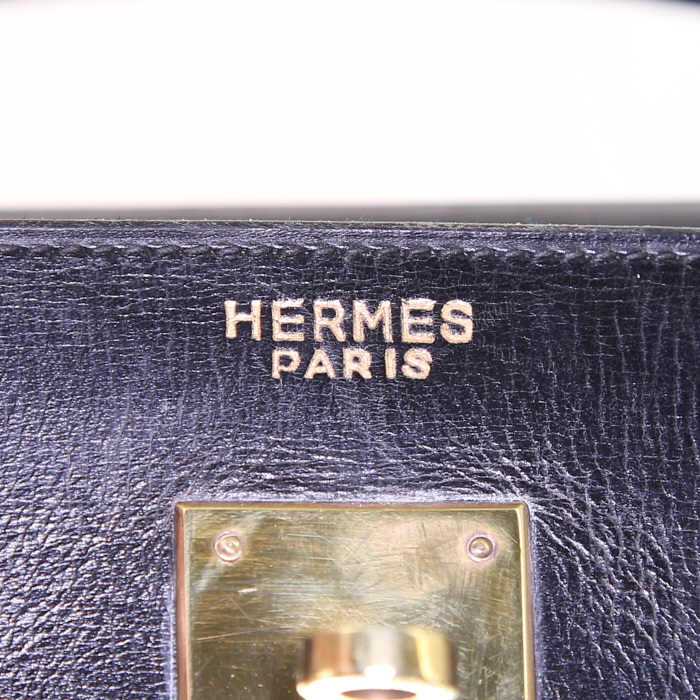 Hermes Kelly 32 cm handbag in black box leather - Detail D3