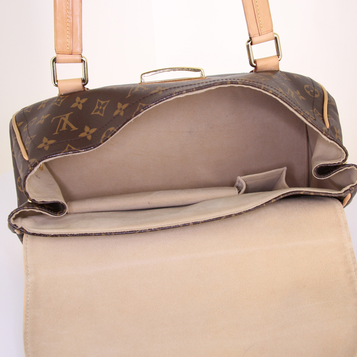 Louis Vuitton Beverly large model handbag in monogram canvas and natural leather - Detail D2