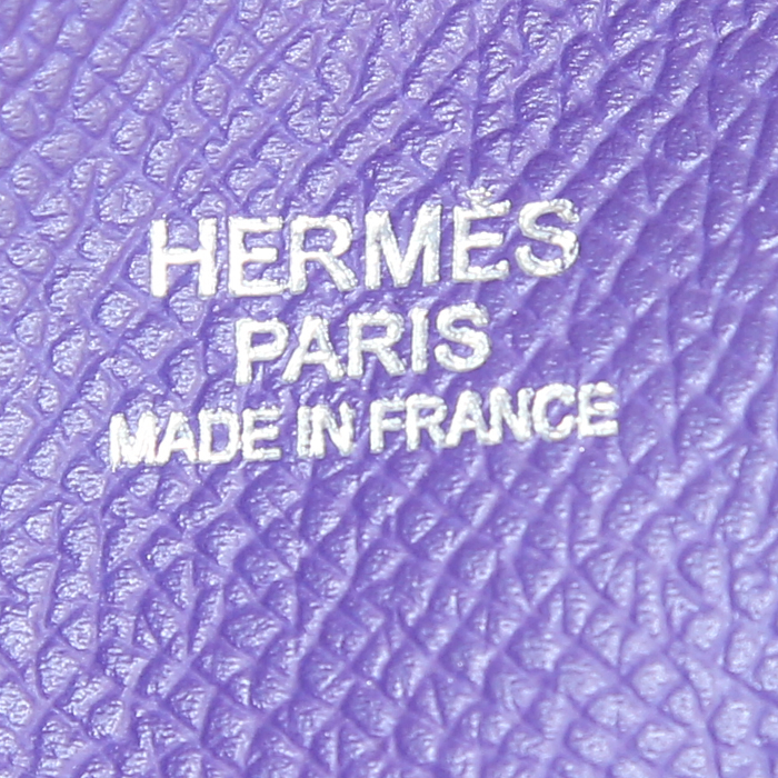 Hermes Evelyne medium model shoulder bag in purple Anemone epsom leather - Detail D3
