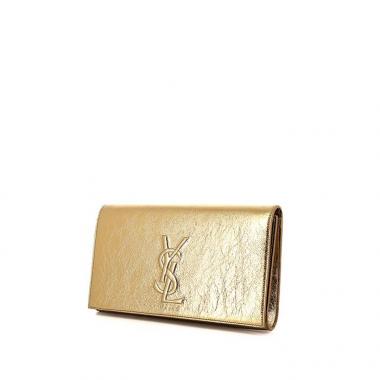 Bolsito de mano Saint Laurent en charol dorado