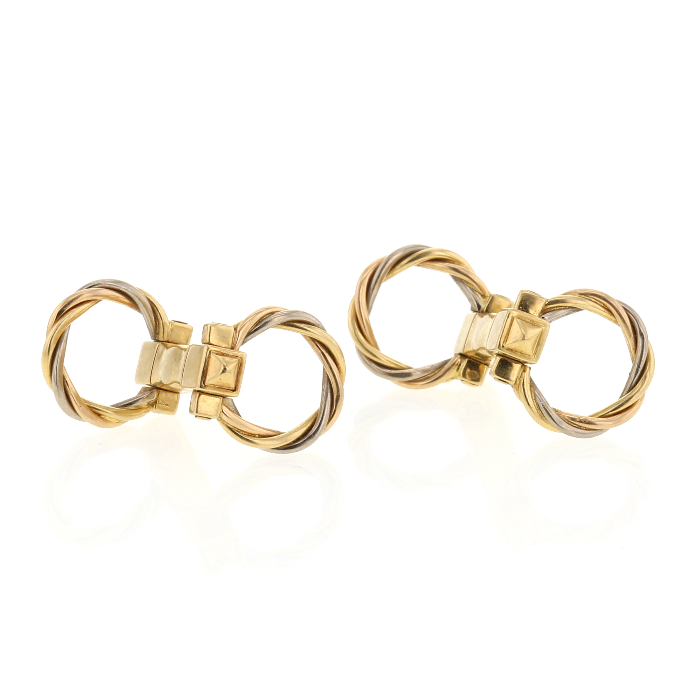 Cartier Trinity pair of cufflinks in yellow gold,  pink gold and white gold - Detail D2