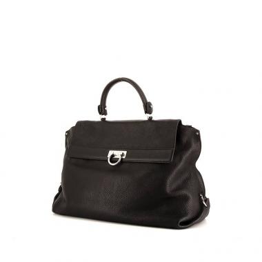 Bolso bandolera Salvatore Ferragamo Sofia modelo grande en cuero granulado marrón oscuro