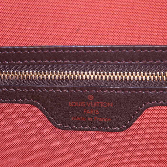 Louis Vuitton Nolita shoulder bag in ebene damier canvas and brown leather - Detail D4