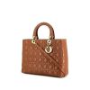 Dior Lady Dior large model handbag in brown quilted leather - 00pp thumbnail