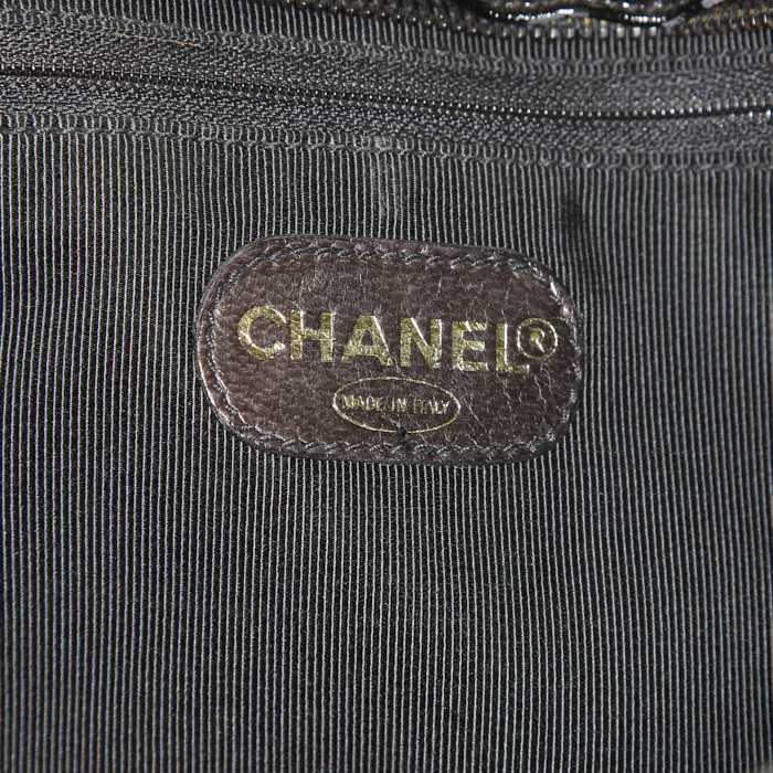 Shopping bag Chanel Grand Shopping in pelle verniciata nera - Detail D3